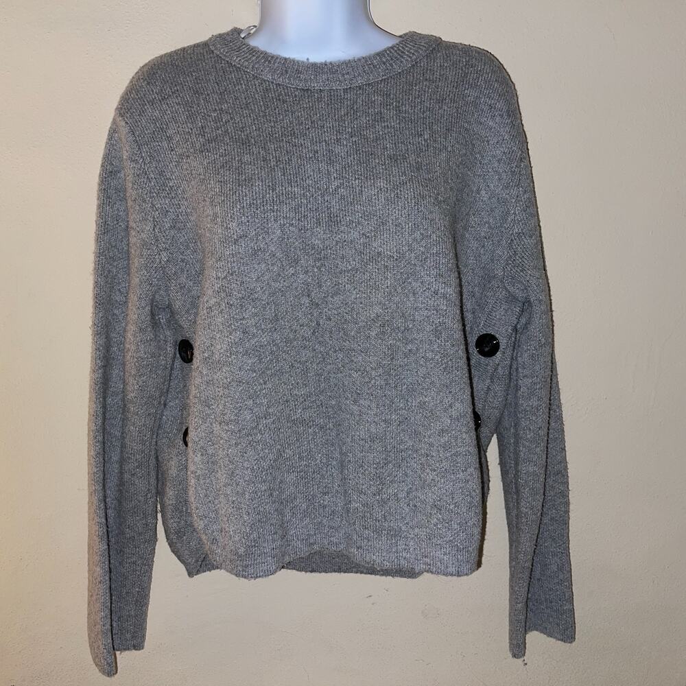 ZARA Gray Knit Sweater with Side Buttons - XL